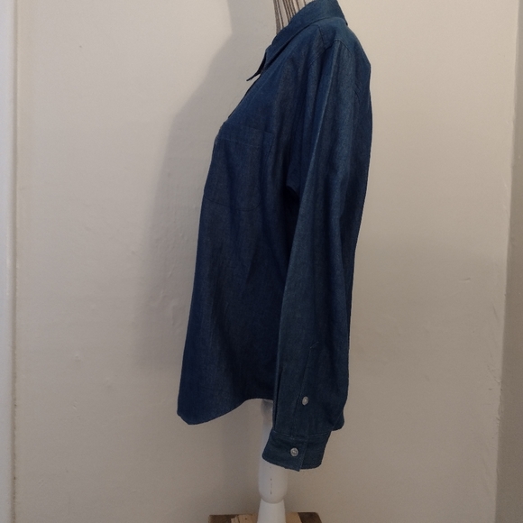 Susan Bristol Vintage Chambray Long Sleeve Embroidered Button Front Shirt Size L - Picture 9 of 11